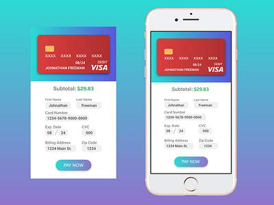 Daily UI Challenge #2 - Credit Card Checkout adobexd app dailyui mobile design ui ux