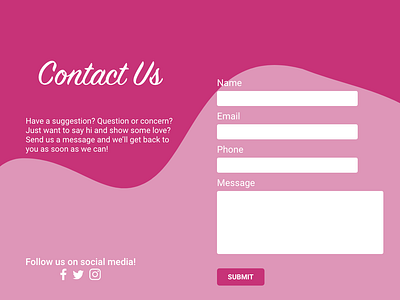 Daily UI Challenge #28 - Contact Us adobexd contact us dailyui form ui ux
