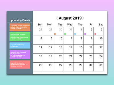 Daily UI Challenge #38 - Calendar adobexd app calendar dailyui ui ux