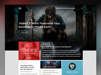 Movie service, landing page grid header hero landing movie page search service ui ux webdesign