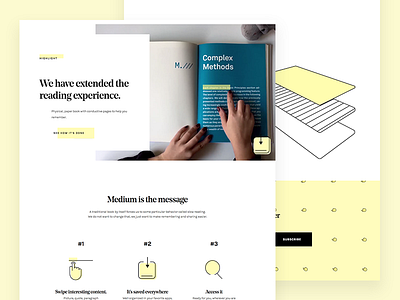 Highlight.is (coded) book concept hero highlight idea landing
