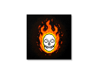 "Pixel Skull on fire" aseprite design designer draw fire flame illustrator cc pixel pixelart skull