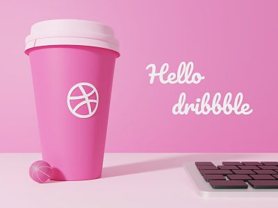 Hello Dribbble ! 3d 3dmodeling blender bonito colors design first shot illustration justine logo modeling render typography web