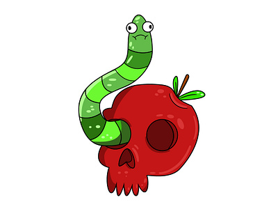 Worm Meets Apple design illustration vector