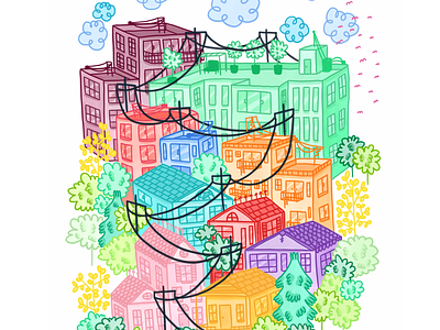 Urban Cacophony of Color color digital art digitalart illustration rainbow san francisco urban jungle