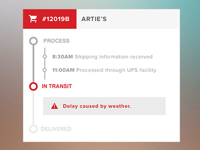 Delivery Tracking delivery process steps timeline tracking ui ux widget