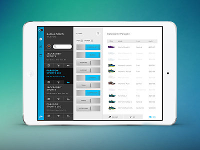 Sales Tool App app ecommerce filter inventory list sales tool shoes ui