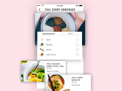 Ingredientist App app cards cooking food ios mobile recipe ui ux