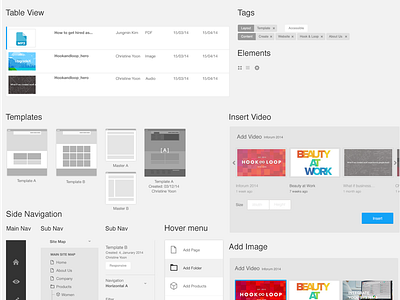 UI kit for a CMS tool buttons elements icons navigation tables tags template ui ux