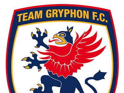 Football team crest crest gold gryphon logo navy red