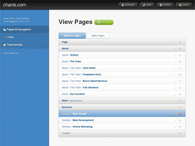 CMS Interface admin blue cms ui