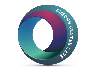 Simons Center Cafe Logo 3d blue circle gradient green infinite logo mobius purple