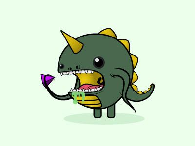 Squibble character cute eating illustration lizard monster squid yum