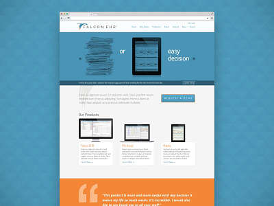 Falcon EHR Homepage Mockup falcon homepage inspiration medical mockup product web webdesign website wireframe