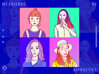 Myfriends02 art design girl illustrator people ui