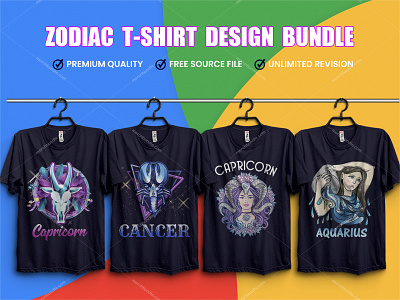 Zodiac Sign T Shirts designs, templates and graphic elements on Dribbble