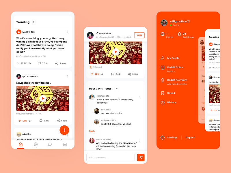 Reddit Redesign for Mobile Uplabs Challenge by muhammad noufal on
