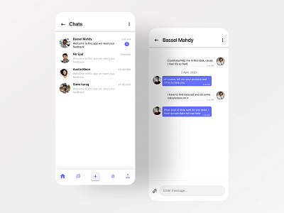 Chat screens for E-learning mobile app