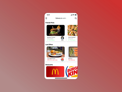 Food app home screen