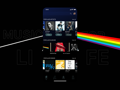 music app home screen