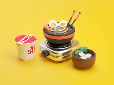 NOODLE time! 3d art animation app art direction art director blender3d booking app c4dart cute doodle food and drink food app food illustration illustration japanese mobile ui noodle ui uiux web