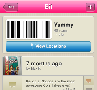 Stickybits Idea app barcode blue iphone pink stickybits ui