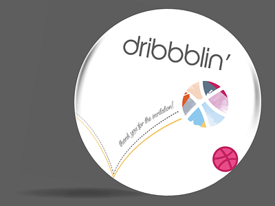 dribbblin' ball basketball color debut dribbble dribble illustration postcard rolling thank you