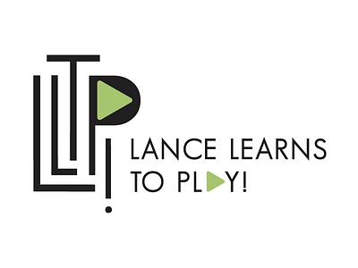 Lance Learns to Play! logo design design geometric logo music play button signature typography