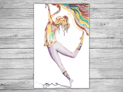 Joy poster abstract ballet color dancer dancing design illustration joy painting poster ribbon watercolor