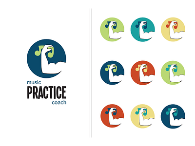 Music Practice Coach logo coach colorful design funny logo music music note musician practice weight lifting