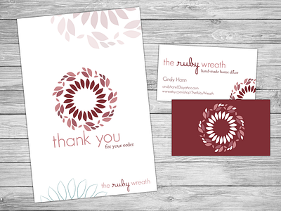 The Ruby Wreath postcard & bus. card business card hand made home decor logo postcard ruby thank you wreath