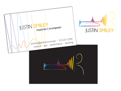 Trumpeter logo & business card business card classical design gradient jazz logo music performance trumpet trumpeter