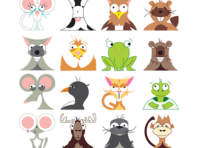Animal Symbols animals cartoon character emoji funny humorous icons illustration symbol symbol set symbols vector