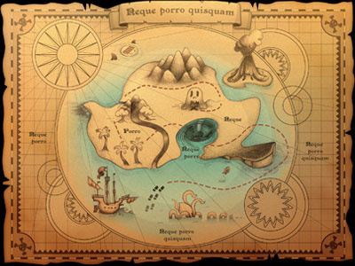 Pirates Anniversary Map app boat gui ipad island map mobile octopus old pirate sea volcano