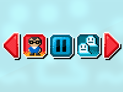 Stupid slime retro invasion UI 8 bit blue button game gui icon man mobile pixel red slime