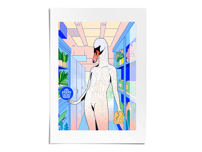 La vie masquée / The masked life artforsale artwork dessin digitalart illustration swan