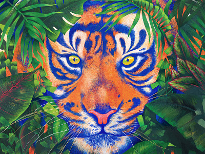 Menacée n°01 painting posca poscaart tigre wildlife
