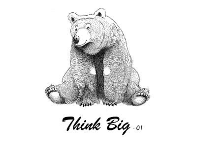 Think Big animal bear black blackandwhite dot dotart illustration ours point ink pointillism thinkbig