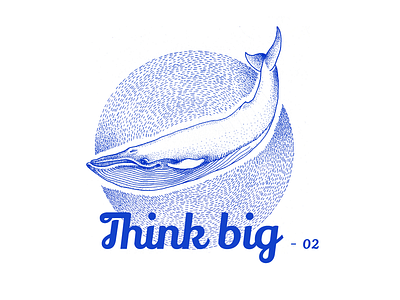 Think Big - 02 artwork blue doodle illustration penwork pointillism whale