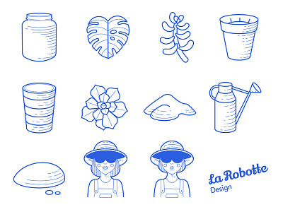 Plants Icons blue design icon icons illustration nature plant ui ux vector