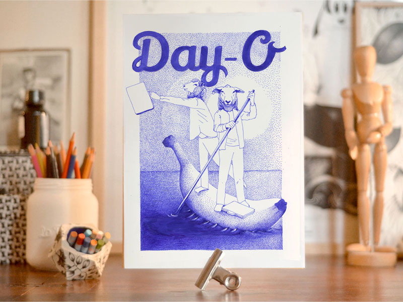 Day-O society art pointillism dessin ink artwork illustration dotart beetlejuice day-o