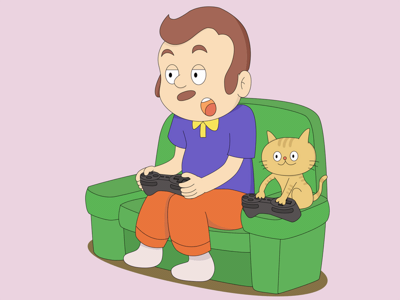 Play a video game with a cat（STAY HOME)
