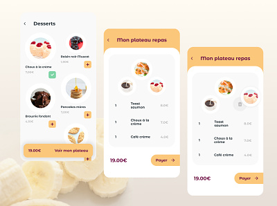 Meal tray delivery app app checkout page design food delivery meal menu mobile playful ui ux white yellow