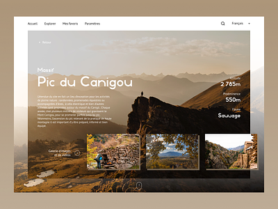 Web app to discover Pyrenees app design discover nature trip ui web