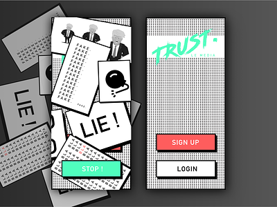 Trust - Brutalist Login app black branding brutalist cards design icons illustration interface login logo mobile news pattern signup typography ui ux uxui white