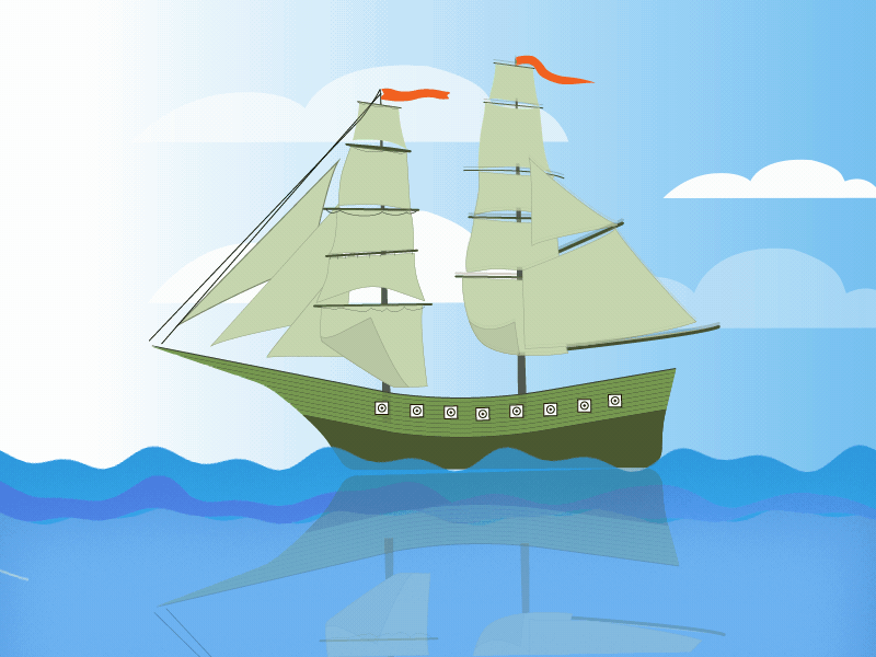 little ship animation art design flat illustration illustrator minimal vector web website