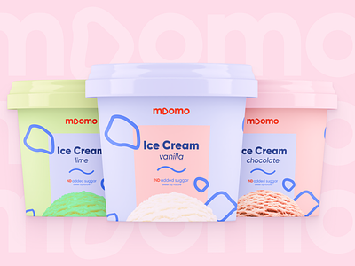 moomo ice cream logo and packaging design