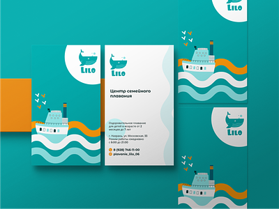 Lilo | Business card design baby blue brand design brand identity branding business card card design child children giftcard illustration kids poster print waves whale