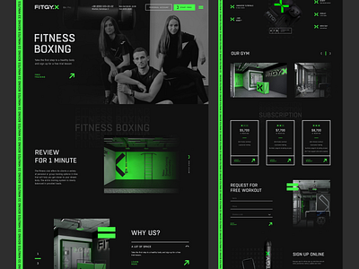 Website | Fitness box 🥊 activity balance body box club dark design exercise fitness green group healthy movement personal sport step training web design work workout