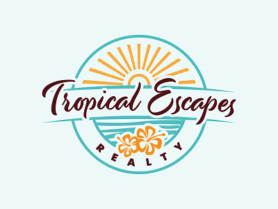 Tropical Escapes Realty logo beach branding hawaii logo property rentals realty vacation rentals